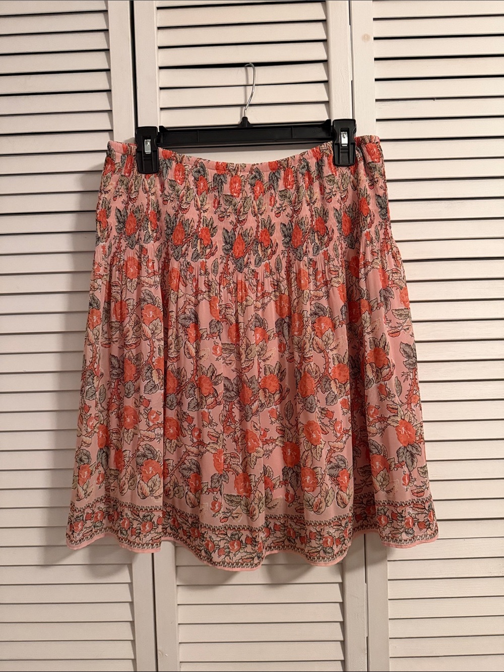 Max Studio Peach Floral Smocked Circle Skirt